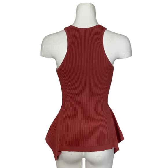 Cinq A Sept Ellen Knit Tank Top M Rosewood Handkerchief Ribbed - Picture 2 of 12